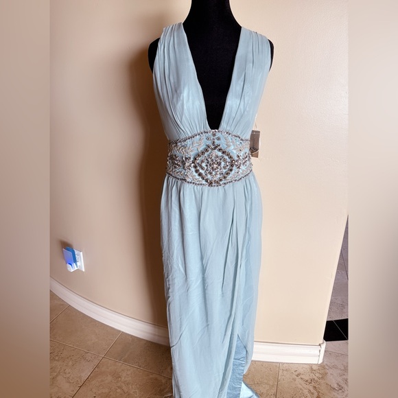 Mandalay Dresses & Skirts - Women's Mandalay Turquoise Maxi Dress with Silver Embellishments Size 8
